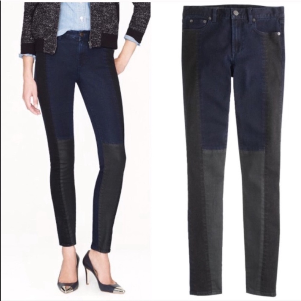 J crew jeans toothpick color block size 27 patchwork indigo black